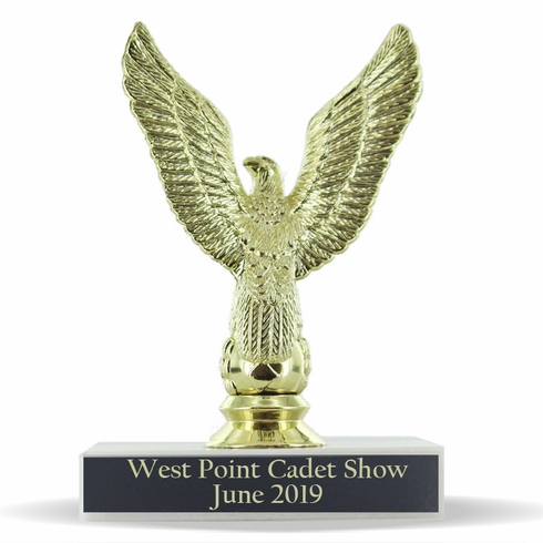 5-1/2 INCH HEIGHT MAJESTIC EAGLE TROPHY ON WHITE MARBLE BASE