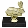 5-1/2 INCH RABBIT ANIMAL GOLD TROPHY ON BLACK MARBLE BASE