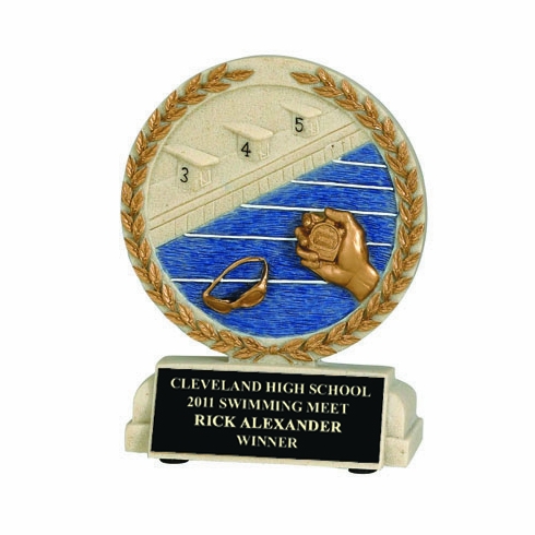 5-1/2 INCH SWIMMING STONE RESIN TROPHY