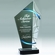 5-1/2" X 11" STAINED GLASS PEAK AWARD WITH BLUE SWIRL PATTERN ON MARBLE BASE