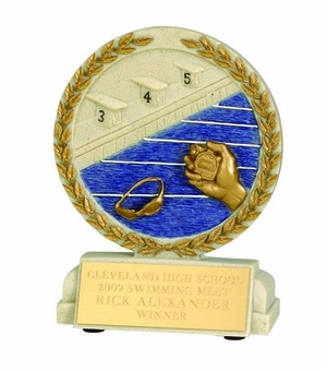 5-1/2 X 4-1/2 INCH SWIMMING STONE RESIN TROPHY - NO PLATE