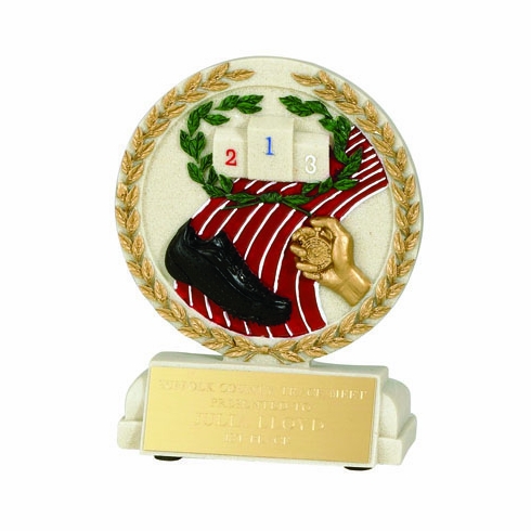 5-1/2 X 4-1/2 INCH TRACK STONE RESIN TROPHY
