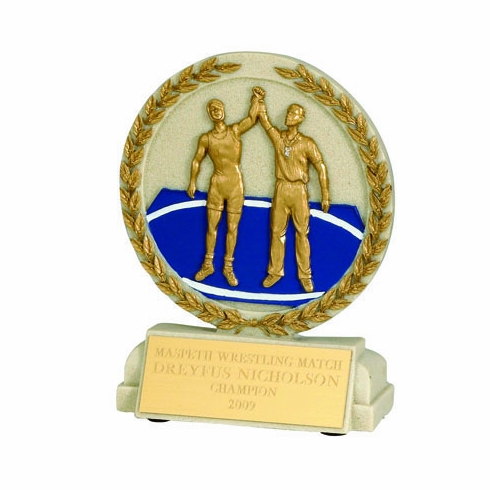 5-1/2 X 4 1/2 INCH WRESTLING STONE RESIN TROPHY