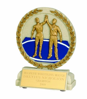 5-1/2 X 4 1/2 INCH WRESTLING STONE RESIN TROPHY