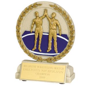 5-1/2 X 4 1/2 INCH WRESTLING STONE RESIN TROPHY