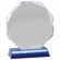 5-1/2 x 4-3/4 INCH OCTAGON OPTICAL CRYSTAL AWARD ON A BLUE CRYSTAL BASE
