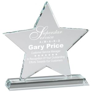 5-1/2 X 5-3/4 INCH OPTICAL CRYSTAL STAR WITH PRESENTATION BOX