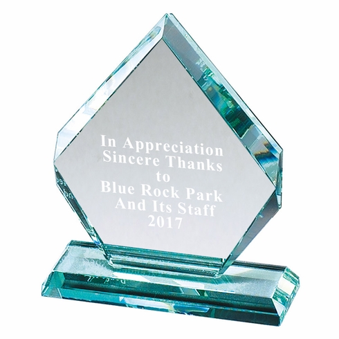 5-1/2" x 6-1/2" PREMIUM JADE GLASS ARROWHEAD AWARD