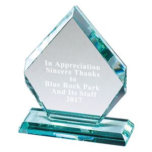 5-1/2" x 6-1/2" PREMIUM JADE GLASS ARROWHEAD AWARD