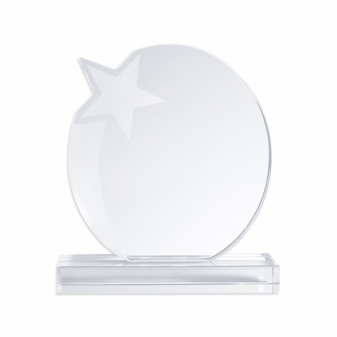 5-1/2 X 6-3/4 INCH OPTICAL ROUND CRYSTAL WITH STAR, SQUARE BASE