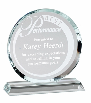 5-1/2 x 6 INCH ROUND OPTICAL CRYSTAL AWARD