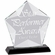 5-1/2 x 6 INCHES OPTICAL CRYSTAL FROSTED STAR AWARD WITH BLACK CRYSTAL BASE