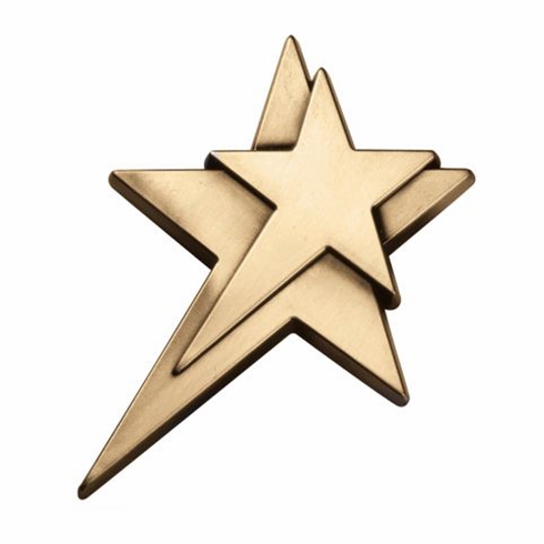 5-1/2" x 6" LARGE DOUBLE STAR ANTIQUE BRASS PLAQUE MOUNT