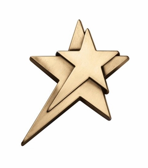 5-1/2" x 6" LARGE DOUBLE STAR ANTIQUE BRASS PLAQUE MOUNT
