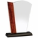5-1/2 x 7-1/4 INCH OPTICAL CRYSTAL WAVE AWARD WITH BEVELED EDGES AND WOOD GRAIN ACCENT ON BLACK BASE