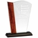 5-1/2 x 7-1/4 INCH OPTICAL CRYSTAL WAVE AWARD WITH BEVELED EDGES AND WOOD GRAIN ACCENT ON BLACK BASE