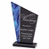 5-1/2 x 9-3/4 INCH ACRYLIC DECO PEAK AWARD WITH BLUE SWIRL REFLECTIVE BASE