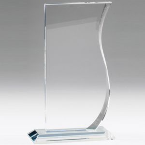 9 X 5-1/2 INCH OPTICAL CRYSTAL WAVE AWARD 