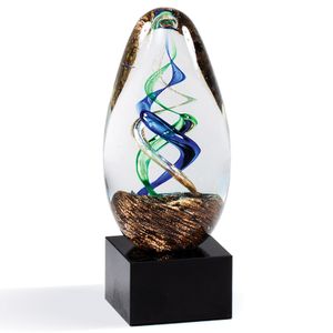 5-1/4 INCH COLORS SCULPTURE HAND BLOWN ART GLASS AWARD