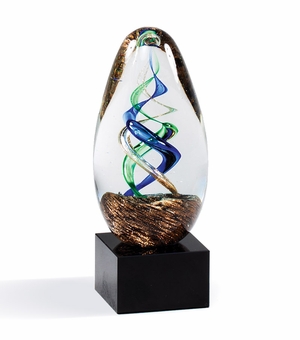 5-1/4 INCH COLORS SCULPTURE HAND BLOWN ART GLASS AWARD