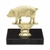 5-1/4 INCH HOG ANIMAL GOLD TROPHY ON BLACK MARBLE BASE