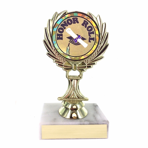 5-1/4 INCH TROPHY RISE WITH 2 INCH HONOR ROLL MYLAR INSERT 