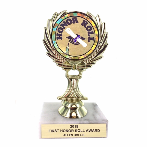 5-1/4 INCH TROPHY RISE WITH 2 INCH HONOR ROLL MYLAR INSERT 