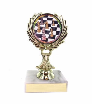 5-1/4 INCH TROPHY RISE WITH 2 INCH MYLAR CHESS INSERT 