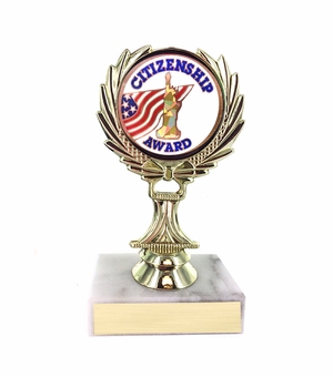 5-1/4 INCH TROPHY RISE WITH 2 INCH MYLAR CITIZENSHIP AWARD INSERT 