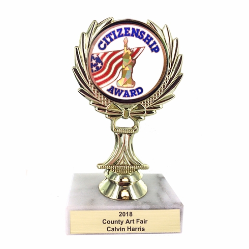 5-1/4 INCH TROPHY RISE WITH 2 INCH MYLAR CITIZENSHIP AWARD INSERT 