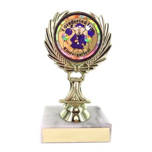 5-1/4 INCH TROPHY RISE WITH 2 INCH MYLAR KINDERGARTEN GRADUATE INSERT 
