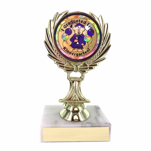5-1/4 INCH TROPHY RISE WITH 2 INCH MYLAR KINDERGARTEN GRADUATE INSERT 