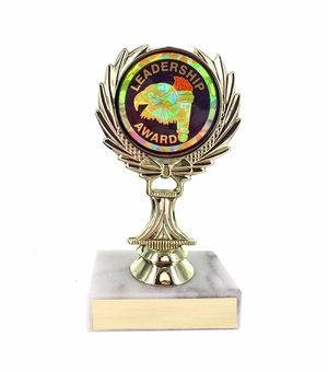 5-1/4 INCH TROPHY RISE WITH 2 INCH MYLAR LEADERSHIP AWARD INSERT