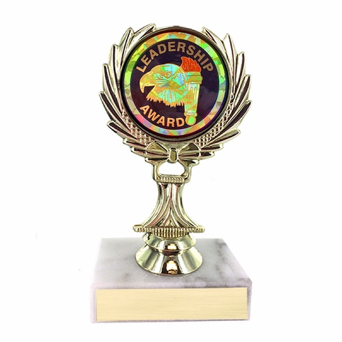 5-1/4 INCH TROPHY RISE WITH 2 INCH MYLAR LEADERSHIP AWARD INSERT
