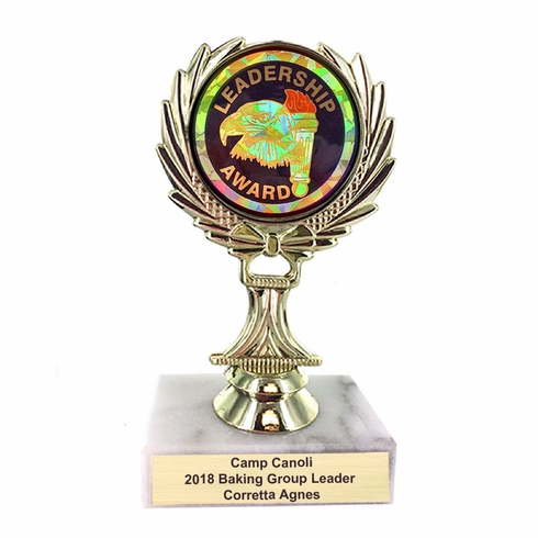 5-1/4 INCH TROPHY RISE WITH 2 INCH MYLAR LEADERSHIP AWARD INSERT