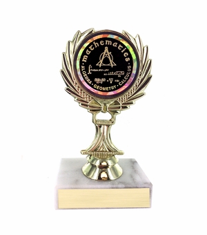 5-1/4 INCH TROPHY RISE WITH 2 INCH MYLAR MATHEMATICS INSERT 