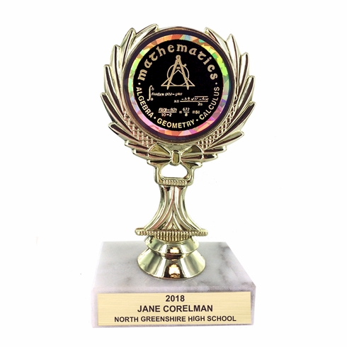 5-1/4 INCH TROPHY RISE WITH 2 INCH MYLAR MATHEMATICS INSERT 
