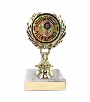 5-1/4 INCH TROPHY RISE WITH 2 INCH MYLAR OUTSTANDING ATTENDANCE INSERT 