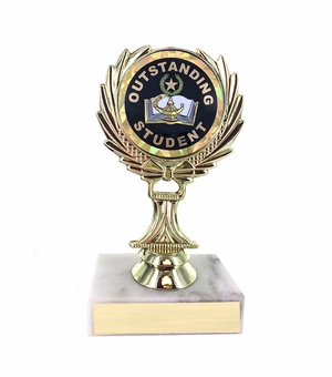 5-1/4 INCH TROPHY RISE WITH 2 INCH MYLAR OUTSTANDING STUDENT INSERT 