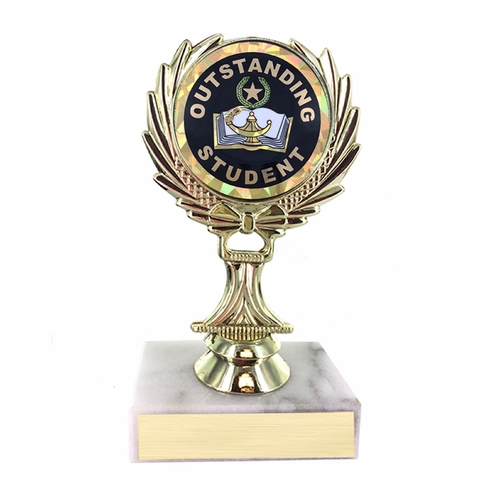 5-1/4 INCH TROPHY RISE WITH 2 INCH MYLAR OUTSTANDING STUDENT INSERT 