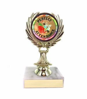 5-1/4 INCH TROPHY RISE WITH 2 INCH MYLAR PERFECT ATTENDANCE INSERT 