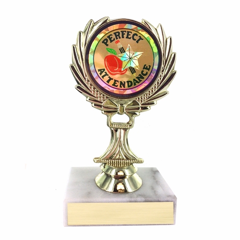 5-1/4 INCH TROPHY RISE WITH 2 INCH MYLAR PERFECT ATTENDANCE INSERT 