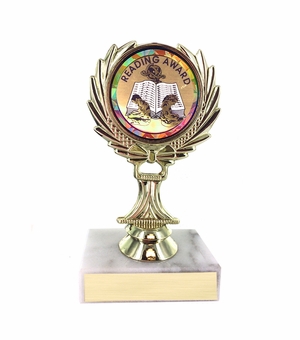 5-1/4 INCH TROPHY RISE WITH 2 INCH MYLAR READING AWARD INSERT 