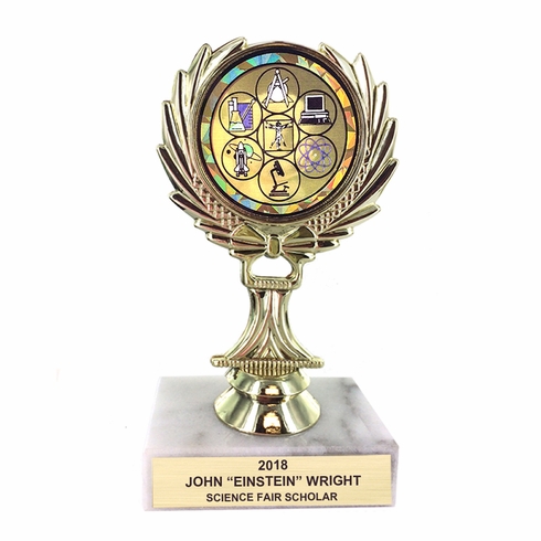 5-1/4 INCH TROPHY RISE WITH 2 INCH MYLAR SCIENCE FAIR INSERT 