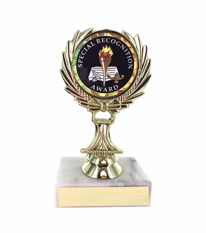 5-1/4 INCH TROPHY RISE WITH 2 INCH MYLAR SPECIAL RECOGNITION INSERT 
