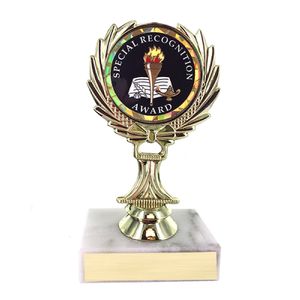 5-1/4 INCH TROPHY RISE WITH 2 INCH MYLAR SPECIAL RECOGNITION INSERT 