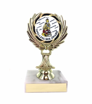 5-1/4 INCH TROPHY RISE WITH 2 INCH MYLAR SPELLING BEE INSERT 