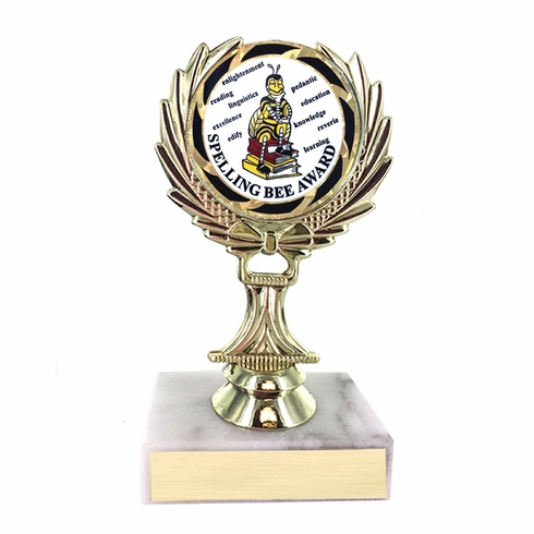 5-1/4 INCH TROPHY RISE WITH 2 INCH MYLAR SPELLING BEE INSERT 
