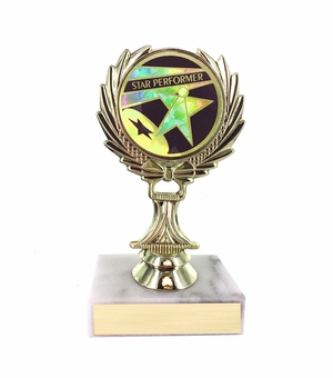 5-1/4 INCH TROPHY RISE WITH 2 INCH MYLAR STAR PERFORMER INSERT 