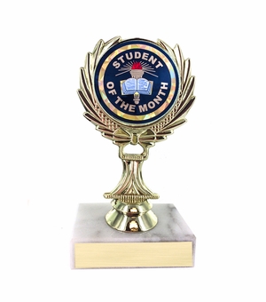 5-1/4 INCH TROPHY RISE WITH 2 INCH MYLAR STUDENT OF THE MONTH INSERT 